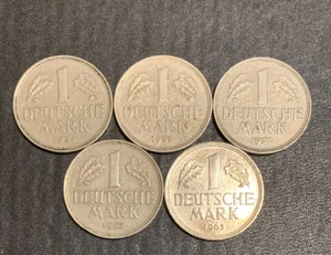 1954F,1955D,1957D,1962J,1963G Germany - Federal Republic 1 Mark lot # 1844 - Picture 1 of 6