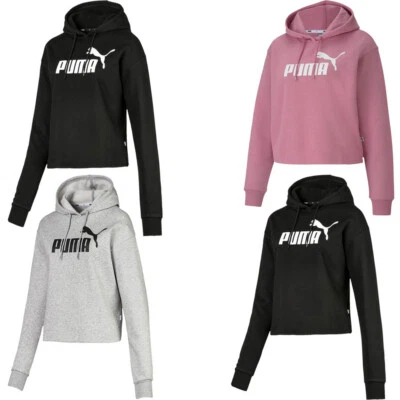 Puma Womens Hoodie Hoody Ladies Elevated Cropped Pullover Hoodies Fleece - Image 1 of 4