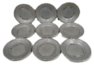 9 Vtg Bon Chef Pewter Aluminum Metal 8" Plates Augusta N.J. salad dessert - Picture 1 of 6