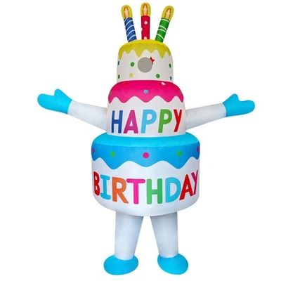 DAHAKII Funny Inflatable Birthday Cake Costume Cosplay Blow-Up Suit/Outfit fo... - Image 1 of 4
