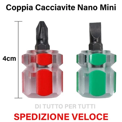 Cacciavite MINI NANO Manico Corto COPPIA CACCIAVITI Giravite a taglio a croce - Immagine 1 di 4