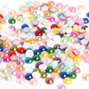 200 Mixed Color Acrylic FlatBack Half Pearl Bead Flat Back 10mm Scrapbook Craft - Picture 1 of 7