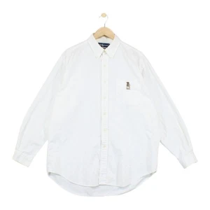 Vintage Ralph Lauren Blaire Shirt Mens Size L White Bear Embroidered Oversized - Picture 1 of 15