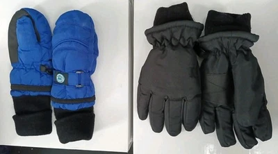 2 Pair Of Boys Size 3M Winter Waterproof Gloves & Mittens - Black & Blue -Medium - Image 1 of 4