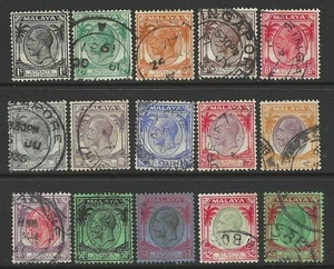 MALAYA STRAITS SETTLEMENTS 1936 KGV DEFINITIVE SET SG260-274 CAT £45 GOOD USED - Picture 1 of 1