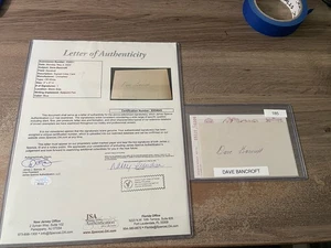 DAVE BANCROFT SIGNED INDEX CARD JSA AUTOGRAPHED HOF NEW YORK W/ Post Card - Picture 1 of 4