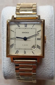 SEKONDA 21 Jewels gold plate wrist watch date and Speidel bracelet - Picture 1 of 6