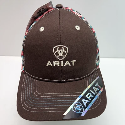 Gorra de pelota azteca ARIAT adulto OS correa suroeste sombrero trasero escudo logotipo marrón nueva con etiquetas Foto 1 de 4