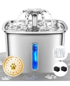 Innovation Award Winner Stainless Steel Cat Water Fountain, 95oz/2.8L Automat... - Picture 1 of 9