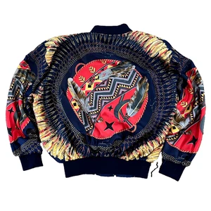 Vintage 80er Southwest Pizazz Jacke Indianer Schal XL seidig - Bild 1 von 8