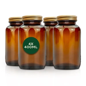 Nature Basics® Vorratsdosen Glas Set (4x 400ml) | Braungläser mit Gewinde - Bild 1 von 1