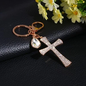 Kreuz Kristall Strass Schlüsselanhänger Charm Anhänger Handtasche Tasche - Photo 1/22