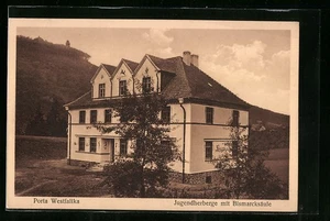 Porta Westfalika, Jugendherberge mit Bismarcksäule, Ansichtskarte  - Picture 1 of 2