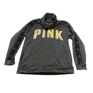 Pink Victoria's Secret Sweatshirt Women's XS Long Sleeve Funnel Neck Sequin Gray - Picture 1 of 7