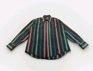 Vintage Wrangler XL western manica lunga righe perle bottoni a pressione anni 90 retrò - Foto 1 di 11