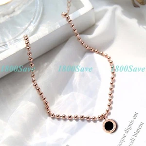 18K Rose Gold Filled HypoAllergenic Roman Numeral Acrylic Bead Chain Anklet H3EA - Picture 1 of 1