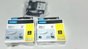 Paquete de 2 ETIQUETAS RHINO DYMO 12mm X 1/2" x 5ft tubo termorretráctil P/N 18055 - Imagen 1 de 3