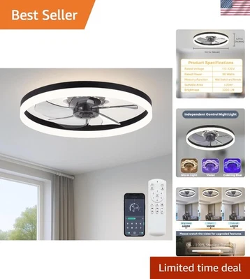 Elegant 20'' Low Profile Ceiling Fan with Light, 6 Speed Settings & Remote - Image 1 of 4