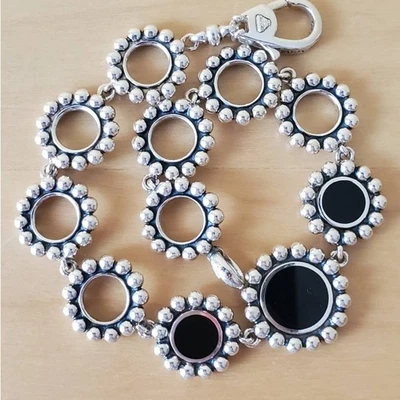 Lagos Sterling Silver Maya Black Onyx Circle Link Caviar Bracelet SMALL 6.75in - Image 1 of 4