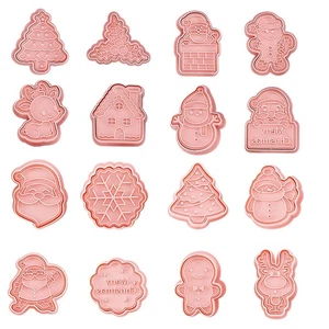 Christmas Cookie Cutter Set 8PCS Biscuit Stamps and Cutters Santa Reindeer Mould - Picture 1 of 11