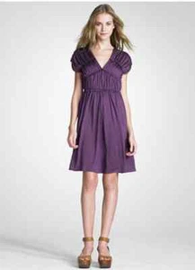 NWT Tory Burch Feldspar Dress Cap Sleeve Silk Plum $395 - Size M - Picture 1 of 4