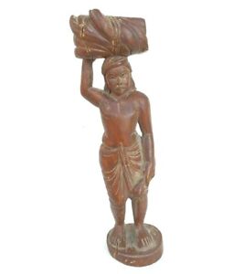 Vintage Old Antique Red Sandalwood Hand Carved Tribal Men Wooden Figure Statue