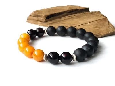 Браслет из натурального балтийского янтаря с серебряными изделиями - Изображение 1 из 4