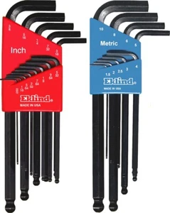 Eklind Ball End Hex Wrench Key Set 22pc Black Finish Metric SAE USA Inch 13222 - Picture 1 of 8
