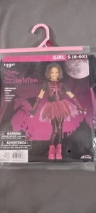 Girls Pink Glitter Skeleton Halloween Costume Girl's Small (6/6x) - Picture 1 of 3