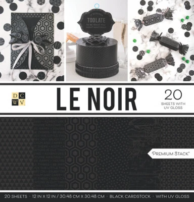 DCWV Single-Sided Cardstock Stack 12"X12" 20/Pkg-Le Noir W/UV Gloss PS-005-00584 - Image 1 of 4