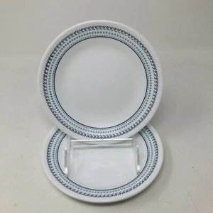 Juego de 4 platos de ensalada de postre de pan y mantequilla Corelle Corning Folk Stitch 6 3/4" - Imagen 1 de 11