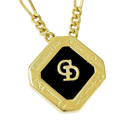 Collana donna Christian Dior con logo placcato oro nero 278978