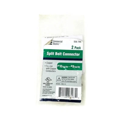 2 pc Commercial Electric 10 AWG to 8 AWG Copper Split Bolt Wire Connector OEC-15 - Image 1 of 4