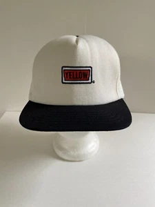 VTG Yellow Brand Freight Trucking Company Hat Cap White Black Snapback USA Made - Picture 1 of 9