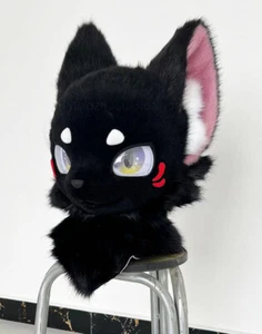 Furuit Long-haired Cat and Fox Mascot Head Party Halloween Fur Role Play 23# - Picture 1 of 4