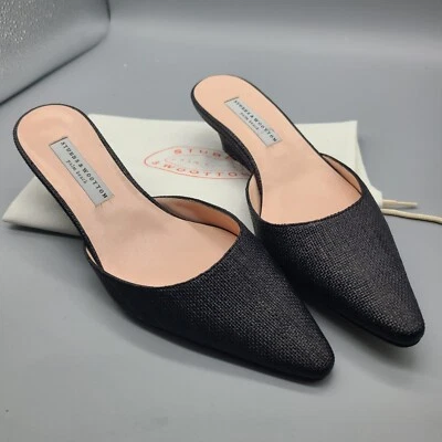 Stubbs & Wootton Panamá Negro Corsini Cuña Baja Mules Talla 6.5/36.5 Nuevo Foto 1 de 4