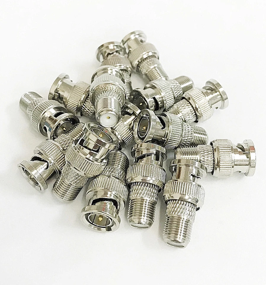 10 Pcs F Female to BNC Male Coax RF Connector RG6 RG59 Adapter  - Image 1 of 1