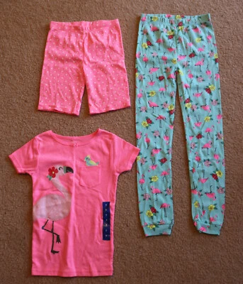Lote de 3 - Camiseta y pantalones cortos y pantalones Carter’s Girl’s Mint & Pink 100 % algodón talla 7 Foto 1 de 4