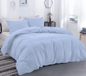 100% Organic 5 Pieces California King Duvet Cover Set Zipper & Closure Sky Blue - Picture 1 of 1
