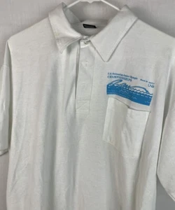 Vintage Screen Stars Polo Shirt Junior Olympics White XL USA 80s 90s - Picture 1 of 6