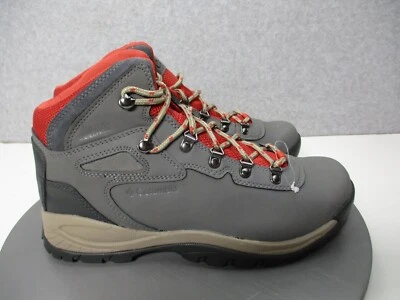 Columbia Newton Ridge Plus Waterproof Hiking Boots Gray Poppy Red Womens Sz 8 - Image 1 of 4