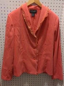 Requirements Orange Women Jacket Size 16 Fringe Button - Picture 1 of 4