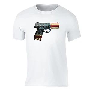 American Flag Gun 2nd Amendment 4th of July T-shirt USA Pride Shirt White - Picture 1 of 2