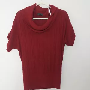 Iz Byer California Red Cowl Neck Short Sleeve Sweater Top Size M - Picture 1 of 12
