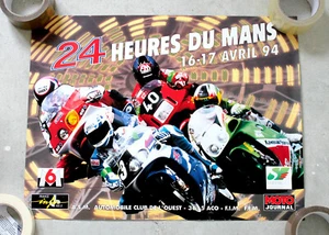 ANCIEN POSTER AFFICHE - MOTO 24H DU MANS 1994 - AUTOMOBILE BUGATTI FIM  40x54 cm - Bild 1 von 1