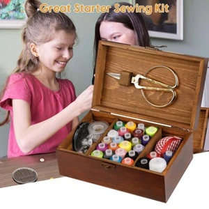 Wooden Sewing Kit Sewing Boxes Organizer with Accessories Kit Sewing Kit Baskets - Picture 1 of 12