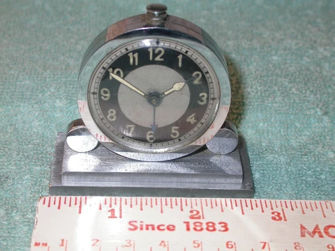 Vintage Swiss Art Deco chrome alarm clock non running Cover