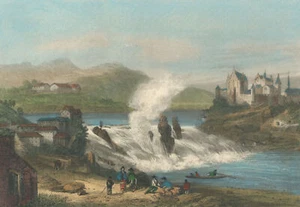 RHEINFALL - Gesamtansicht mit Schloss Laufen - Stahlstich 1858 - Picture 1 of 2