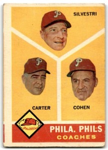 1960 TOPPS KEN SILVESTRI/DICK CARTER/ANDY COHEN PHILADELPHIA PHILLIES #466