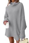 Lillusory Womens Turtleneck Long Batwing Sleeve Oversized Fall Sweater 2023 Tuni